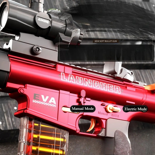 Electric Shell Ejecting Foam Dart Blaster - Automatic Toy Model with Scope & Mag