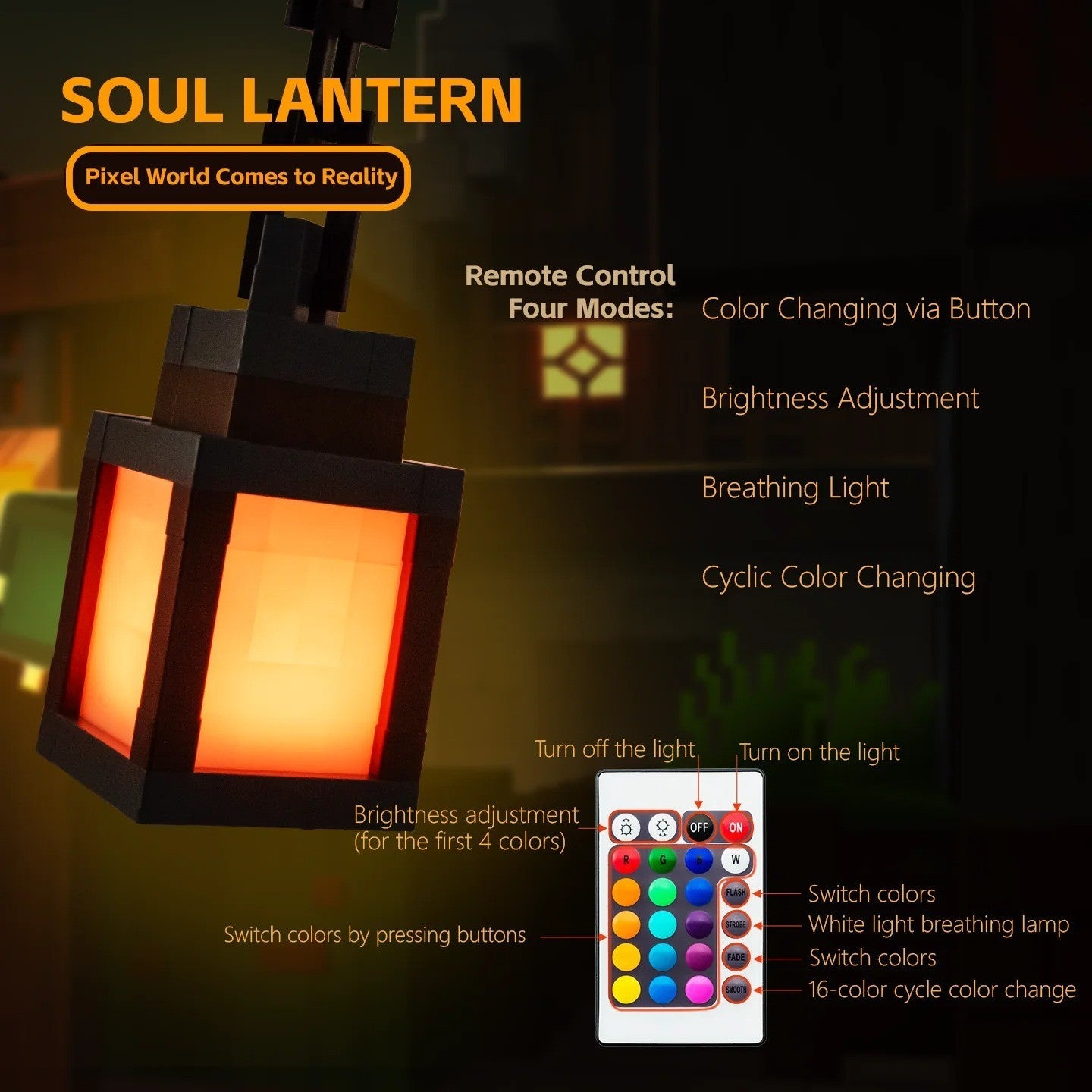 Minecraft LED lantern Remote Control 16 Color Changing