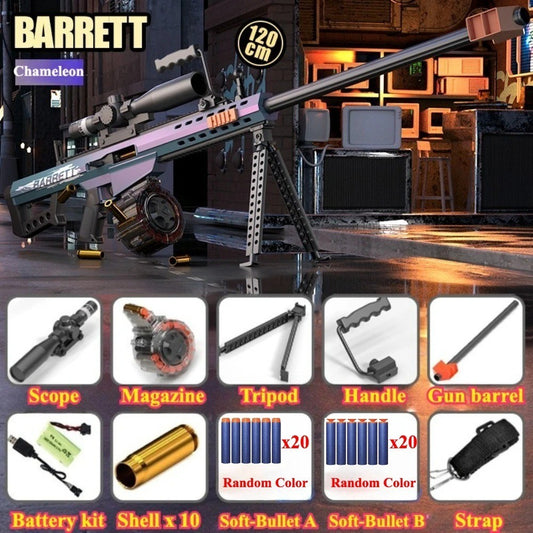 Barrett M82 Electric Sniper Rifle Toy - Shell Ejecting Soft Bullet Dart Blaster