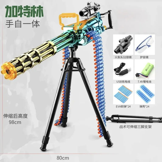 M134 Vulcan Minigun Electric Soft Bullet Blaster - Rotating Barrel Heavy Machine