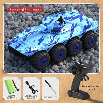 RC Amphibious Tank Armored Vehicle - 4WD Off-Road Truck -Water & Land