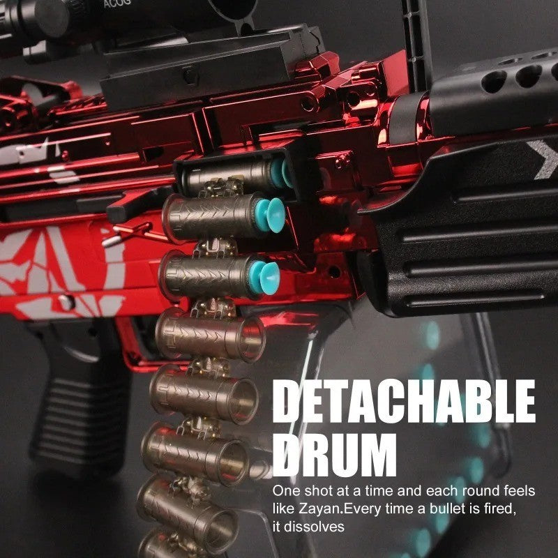 M249 SAW Electric Machine Gun Toy - Belt Fed Soft Bullet Blaster
