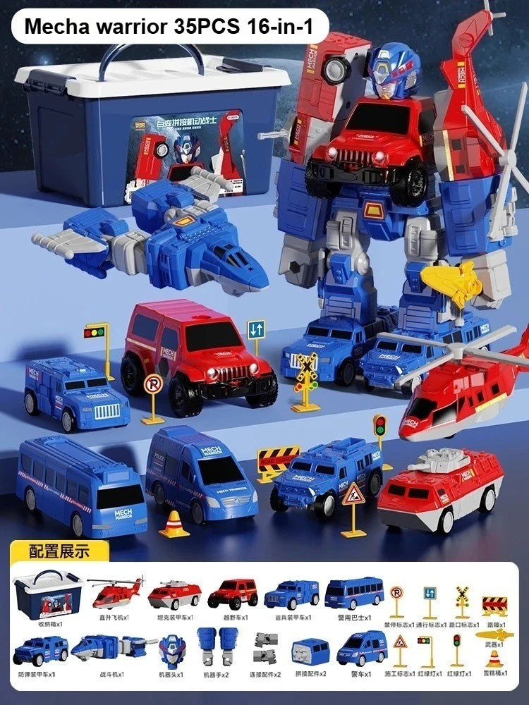 Magnetic Transforming Robot Car Toy Set * 2 in 1 Building Blocks * STEM Gift