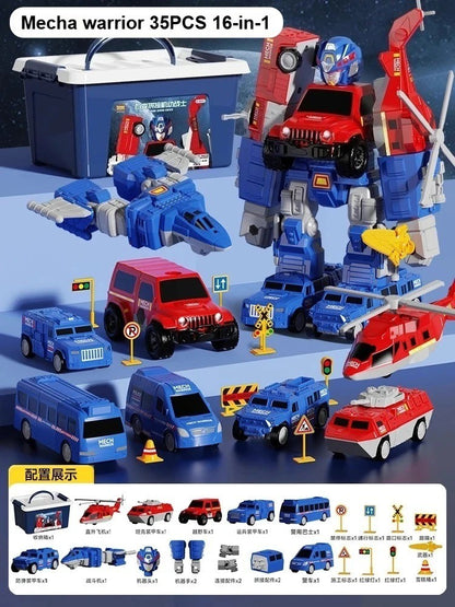 Magnetic Transforming Robot Car Toy Set * 2 in 1 Building Blocks * STEM Gift