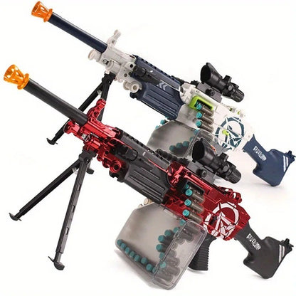 M249 SAW Electric Machine Gun Toy - Belt Fed Soft Bullet Blaster