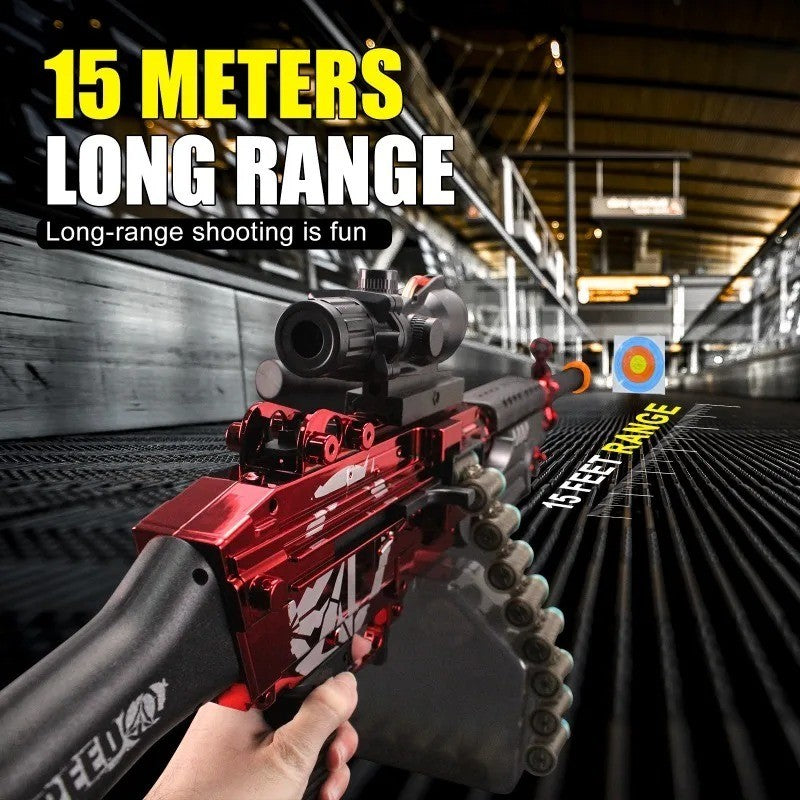 M249 SAW Electric Machine Gun Toy - Belt Fed Soft Bullet Blaster