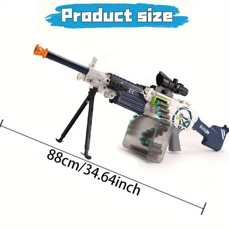 M249 SAW Electric Machine Gun Toy - Belt Fed Soft Bullet Blaster