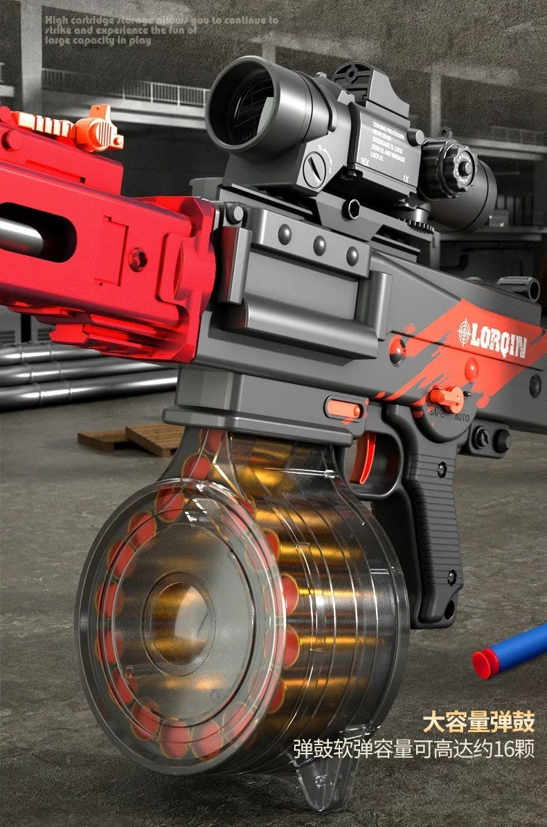 MG3 Electric Machine Gun Blaster - Shell Ejecting Foam Toy with Drum Mag