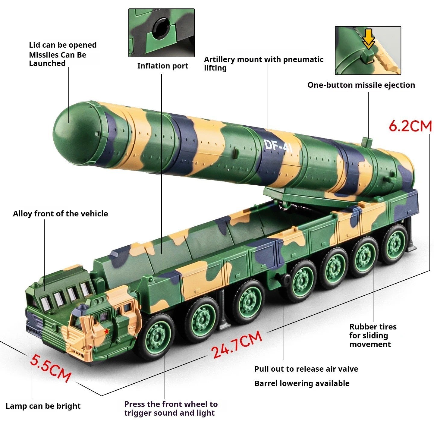 1:50 Dongfeng Missile Carrier Diecast - Metal ICBM Launcher Model - 7 Variations