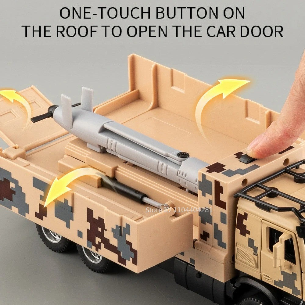 1:35 FL-10A Military Missile Vehicle Diecast Alloy Model - Sound Light Pull-Back
