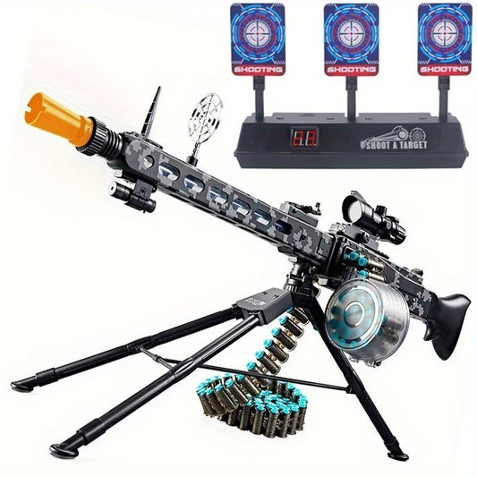 Electric MG34 Machine Gun Toy - Belt Fed Soft Bullet Blaster with Tripod