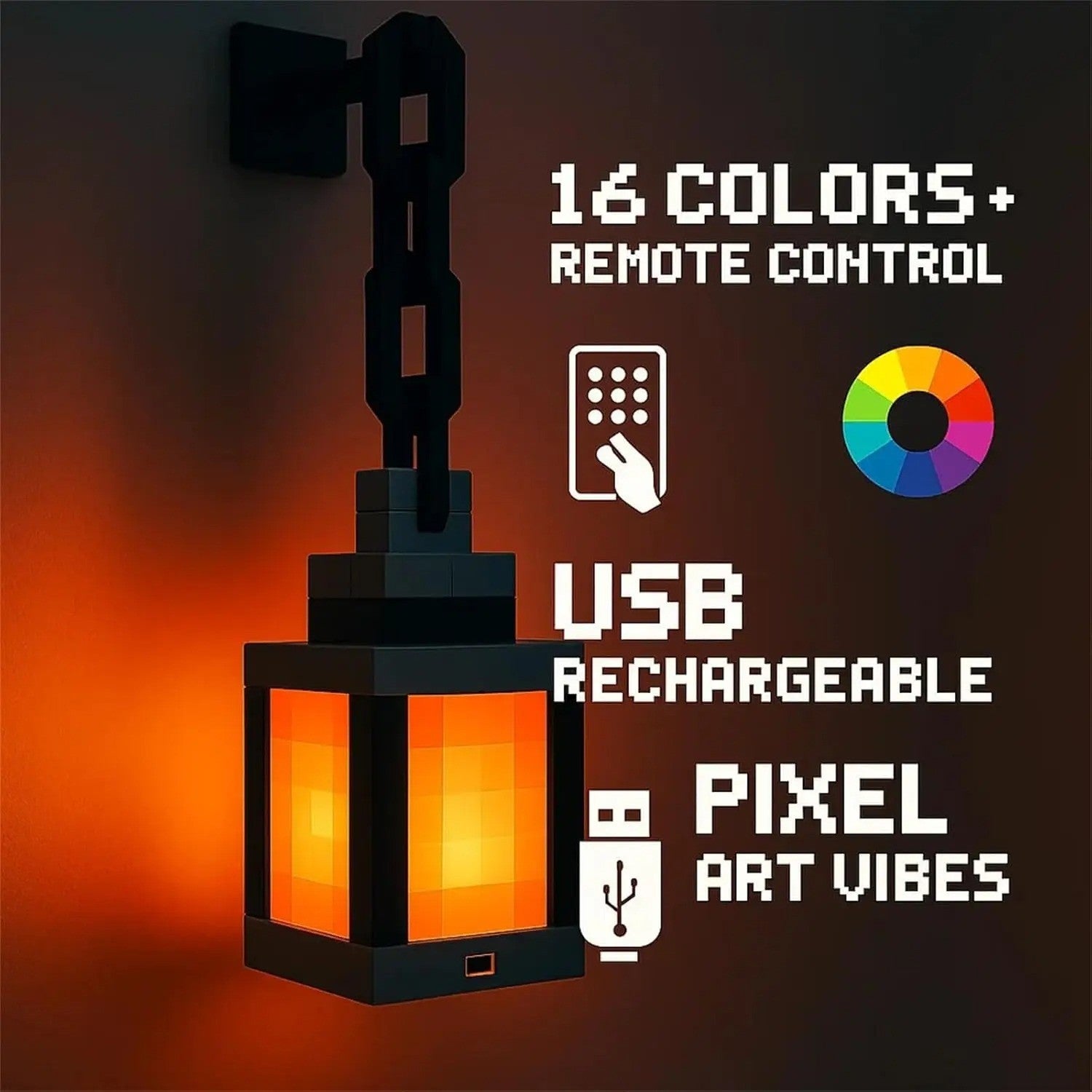 Minecraft LED lantern Remote Control 16 Color Changing