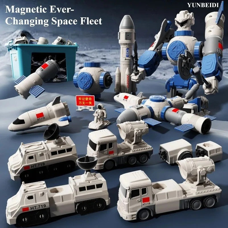 Magnetic Transforming Robot Car Toy Set * 2 in 1 Building Blocks * STEM Gift