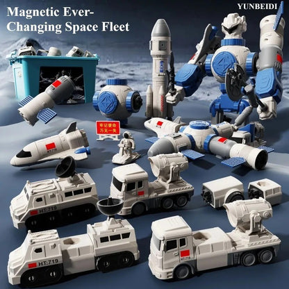 Magnetic Transforming Robot Car Toy Set * 2 in 1 Building Blocks * STEM Gift