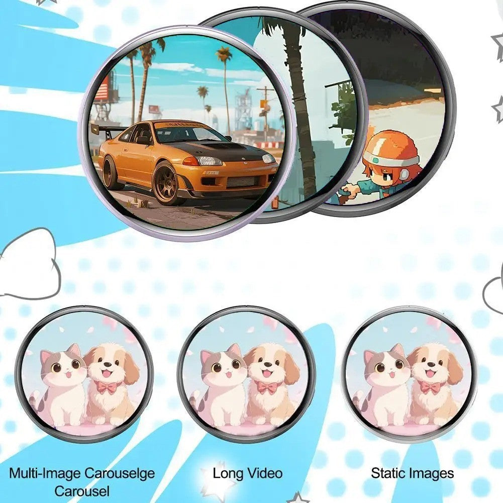 New Digital Anime CyberBadge - 1.7" HD Screen - Custom GIF Video Bluetooth Pin