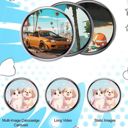 New Digital Anime CyberBadge - 1.7" HD Screen - Custom GIF Video Bluetooth Pin