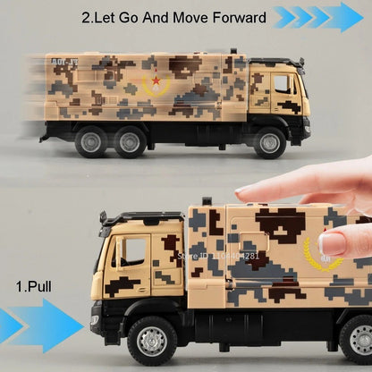 1:35 FL-10A Military Missile Vehicle Diecast Alloy Model - Sound Light Pull-Back