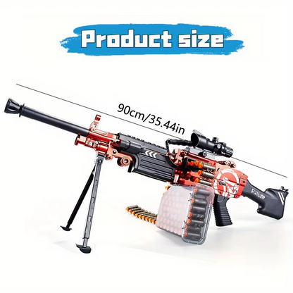M249 SAW Electric Machine Gun Toy - Belt Fed Soft Bullet Blaster