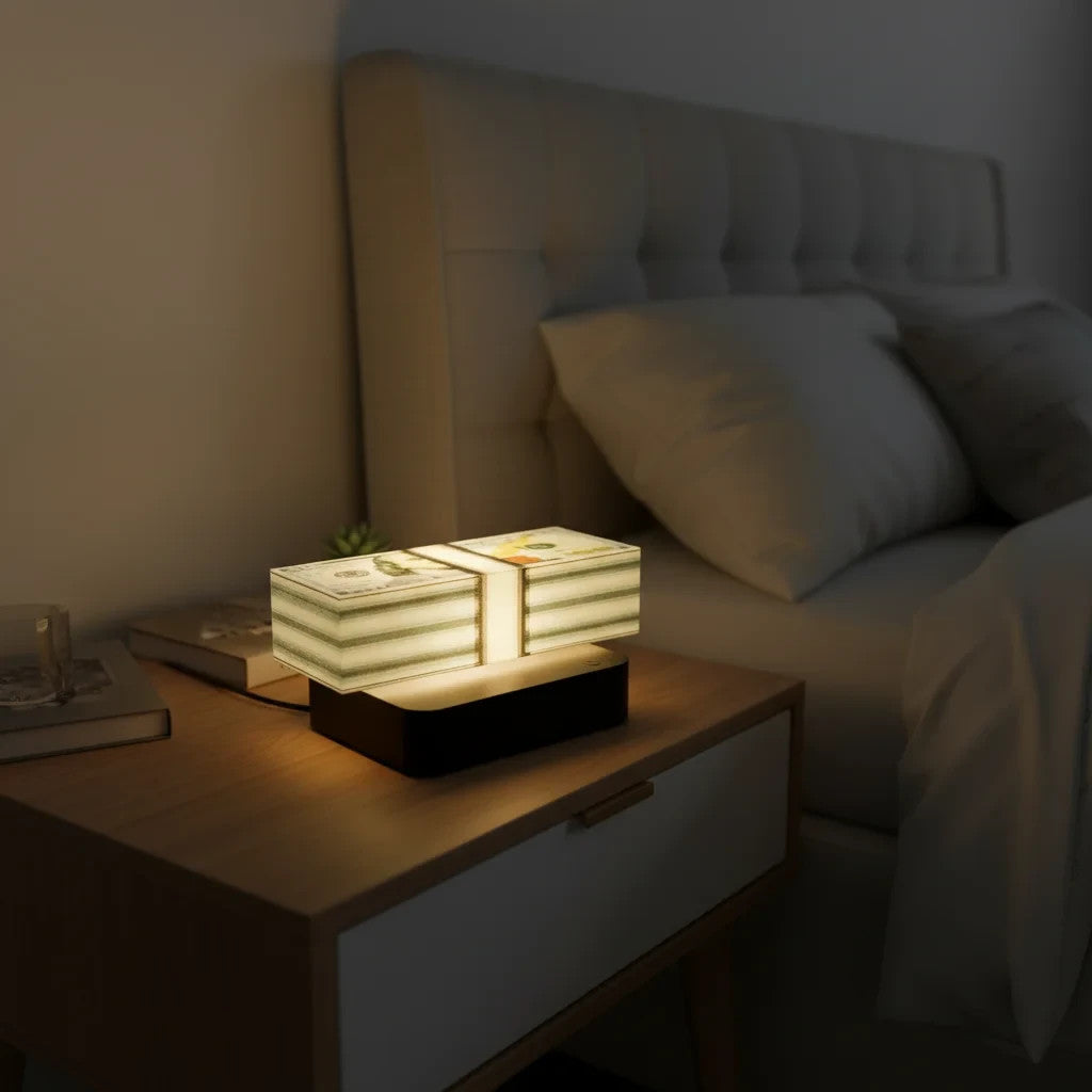 Magnetic Levitating Money Lamp - Rotating Dollar Bill 3D Light - RGB Touch Desk
