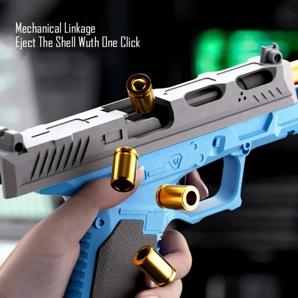 Shell Ejecting Toy Pistol - Soft Bullet Blaster with Slide Action & 2 Mags