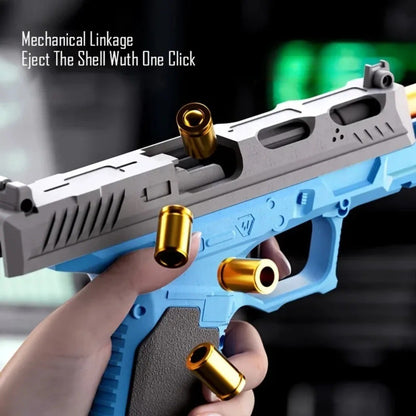 Shell Ejecting Toy Pistol - Soft Bullet Blaster with Slide Action & 2 Mags