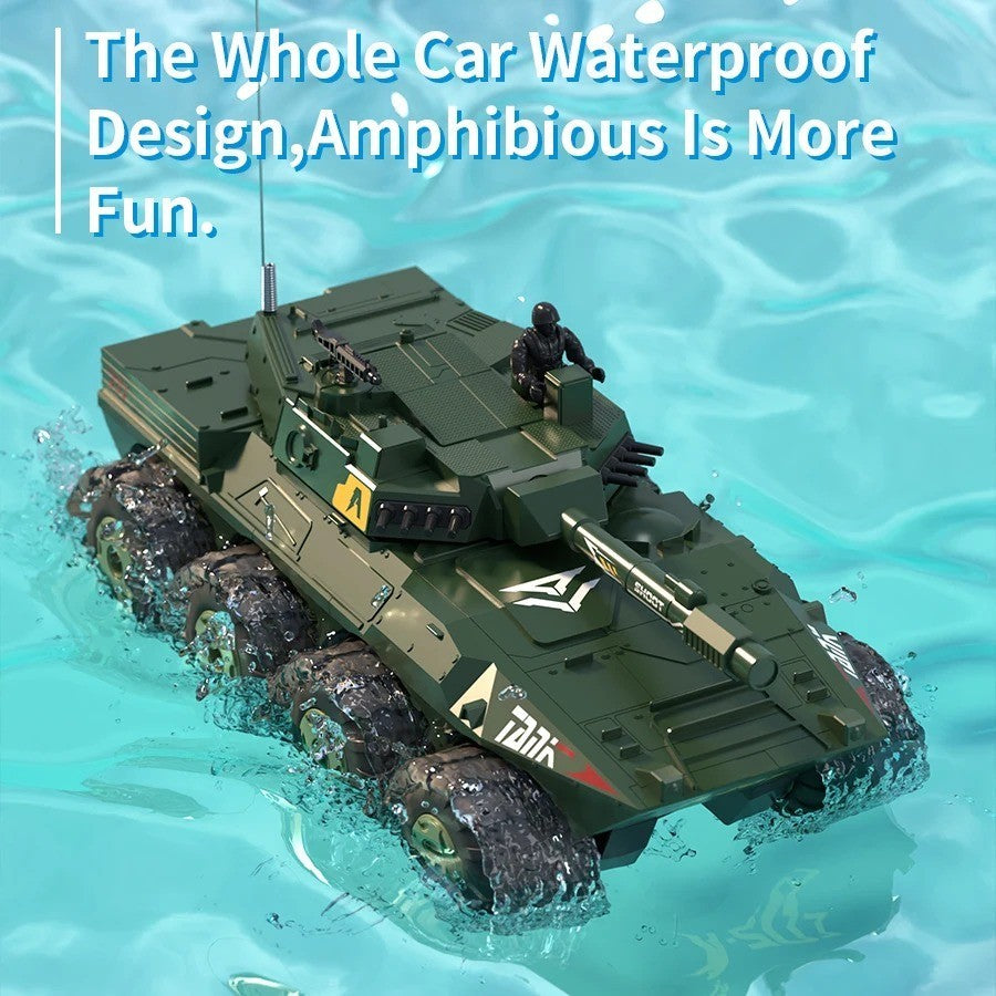 RC Amphibious Tank Armored Vehicle - 4WD Off-Road Truck -Water & Land