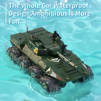 RC Amphibious Tank Armored Vehicle - 4WD Off-Road Truck -Water & Land