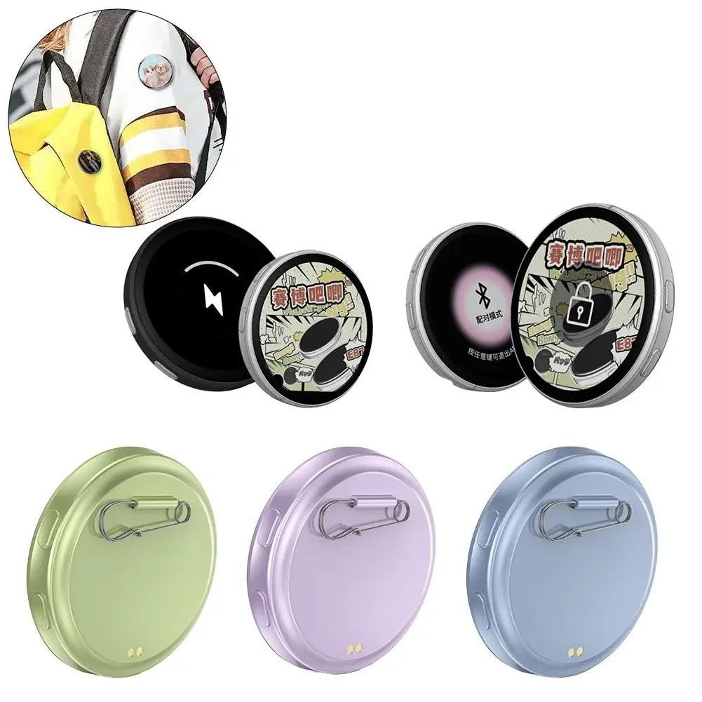 New Digital Anime CyberBadge - 1.7" HD Screen - Custom GIF Video Bluetooth Pin