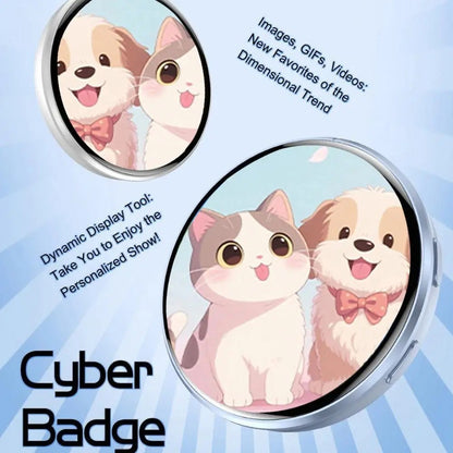 New Digital Anime CyberBadge - 1.7" HD Screen - Custom GIF Video Bluetooth Pin