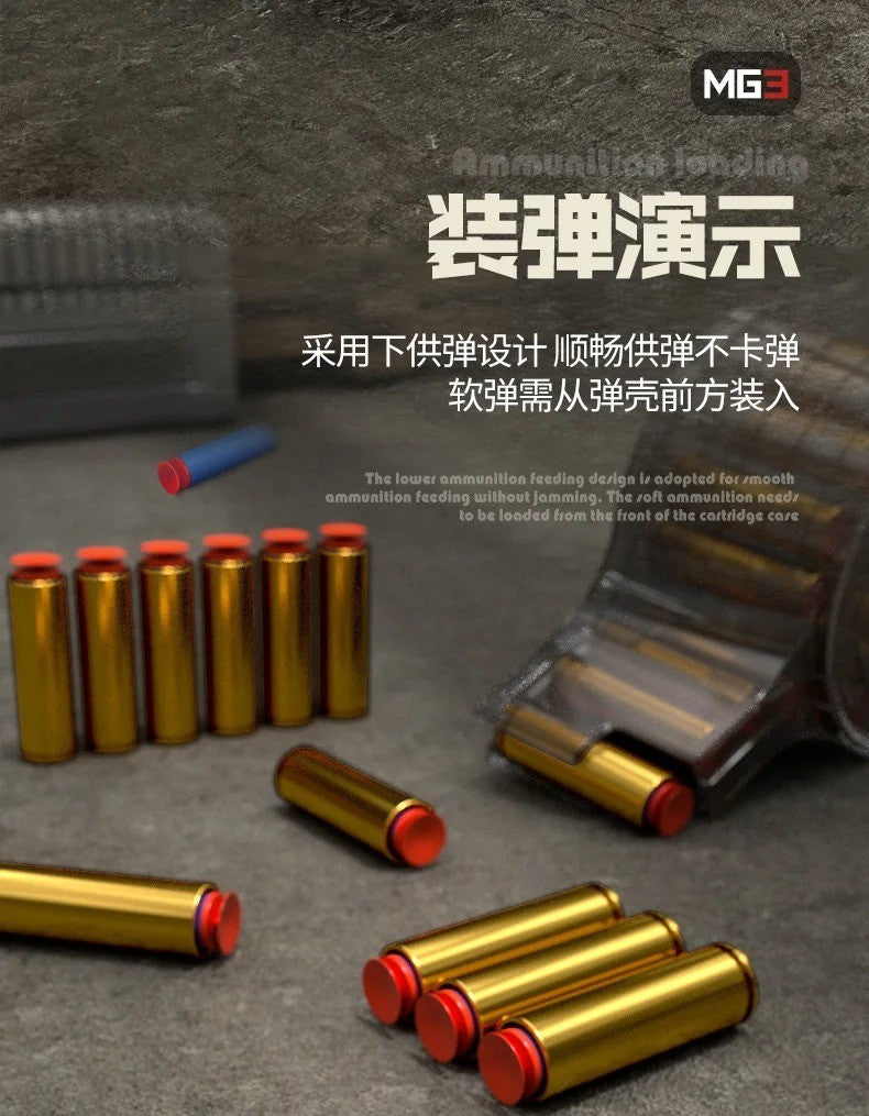 MG3 Electric Machine Gun Blaster - Shell Ejecting Foam Toy with Drum Mag