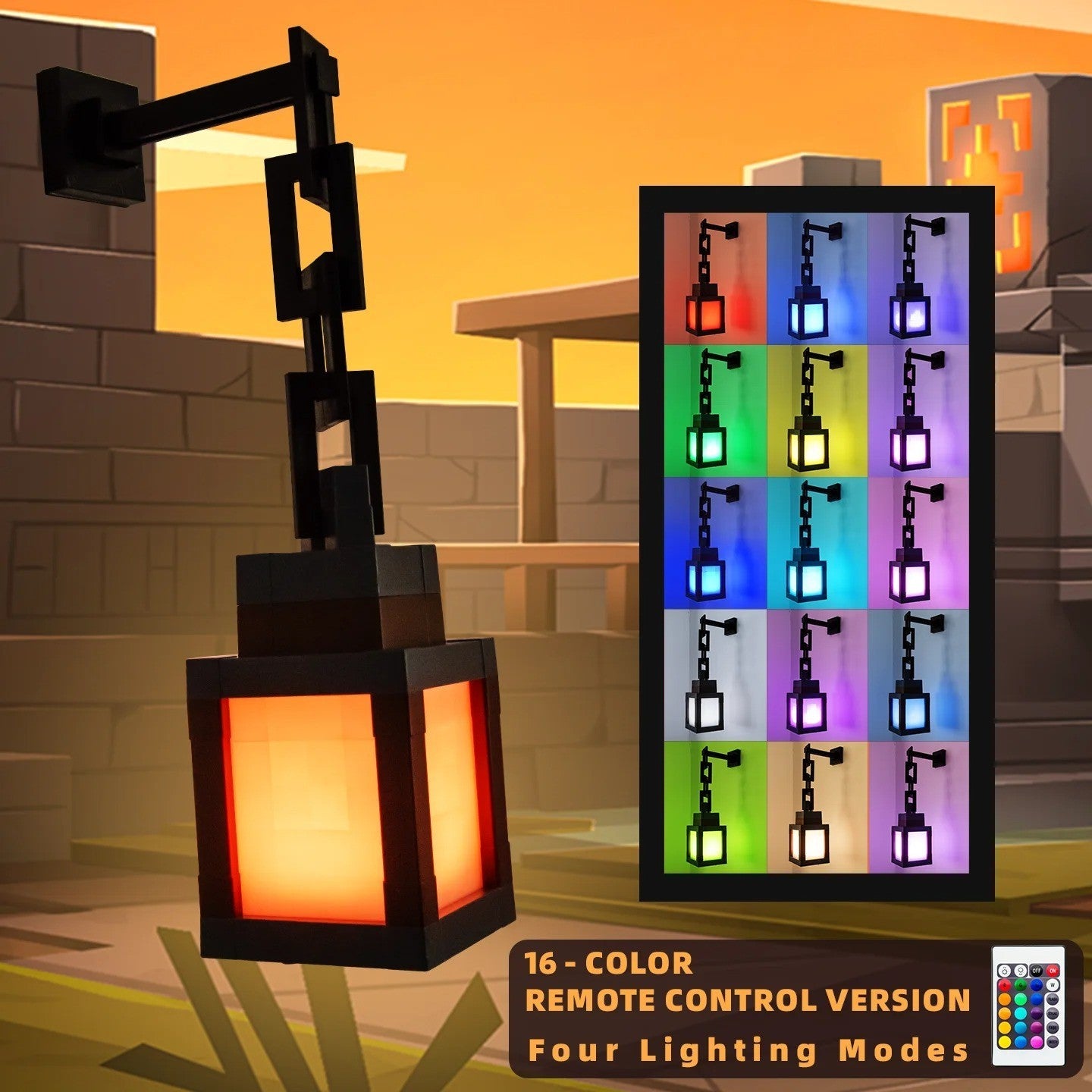 Minecraft LED lantern Remote Control 16 Color Changing